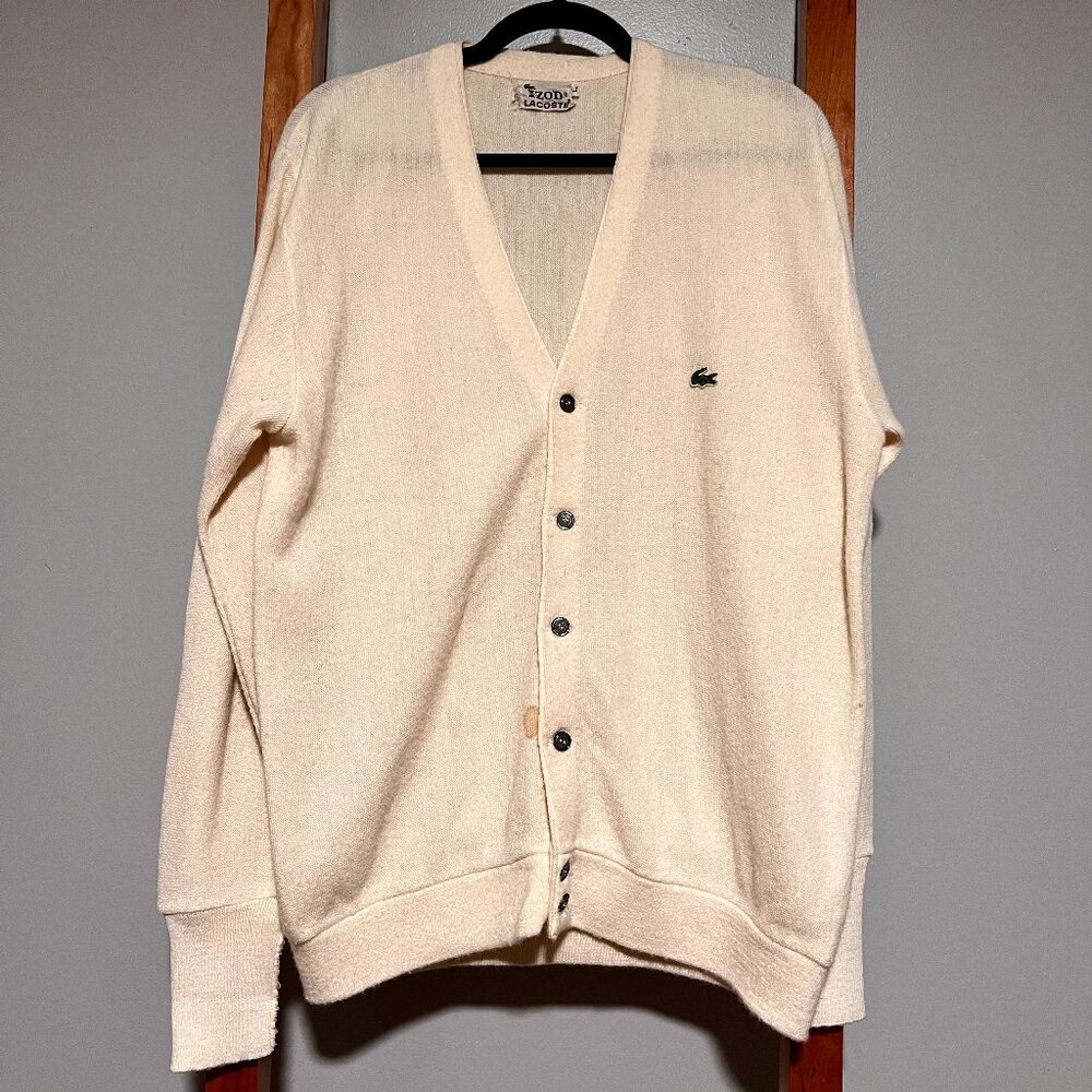 Vintage Izod Lacoste Men's Sweater Cardigan size L in Ivory
